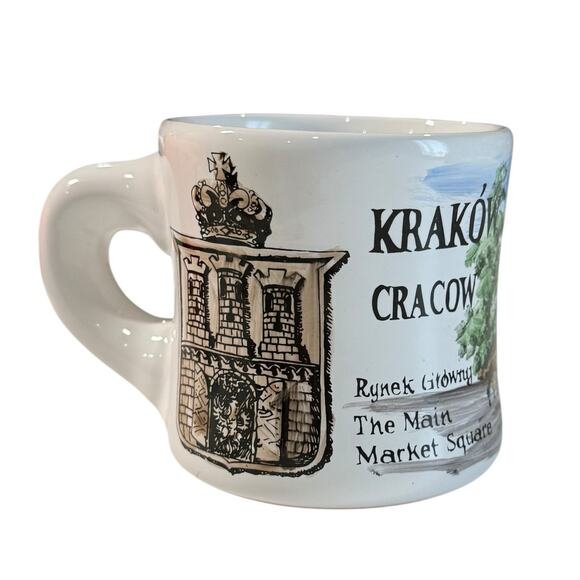 Krakow Cracow Poland Main Market Square Coffee Mug Ceramic Thick Chunky D Handle - Picture 1 of 12